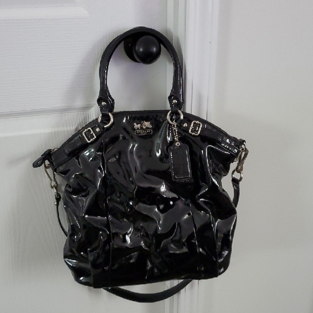 Coach Black Patent Leather Tote Bag